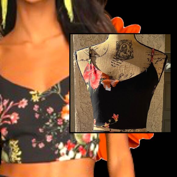 Lulus Bloom With a View Black Floral Print Two-Piece Maxi Dress Size XL - Picture 2 of 14